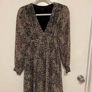 Animal/Leopard Print V-Neck Above Knee Dress